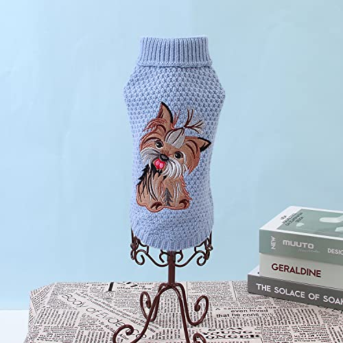 Neiwech Small Dogs Knitted Sweaters Medium Cats Soft Sweatshirts Pet Puppy Warm Winter Clothes Light Orchid Blue XL 82w590