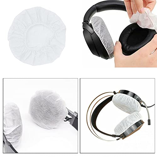 100pcs White Disposable Headphone Covers, Non-Woven Earpad Cover for Most On Ear Headphones 3.15" (8cm)