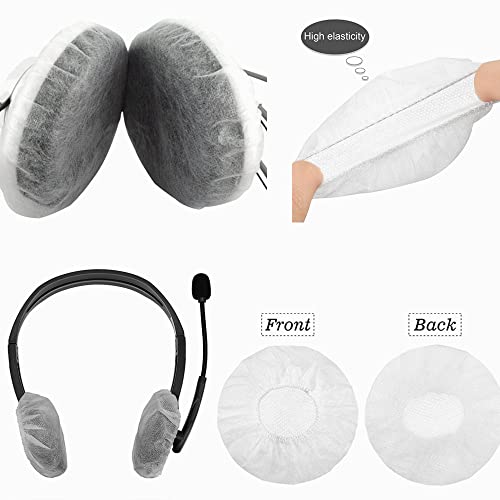 100pcs White Disposable Headphone Covers, Non-Woven Earpad Cover for Most On Ear Headphones 3.15" (8cm)