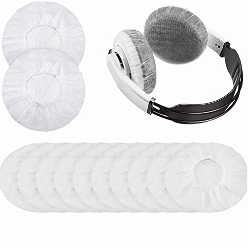 100pcs White Disposable Headphone Covers, Non-Woven Earpad Cover for Most On Ear Headphones 3.15" (8cm)