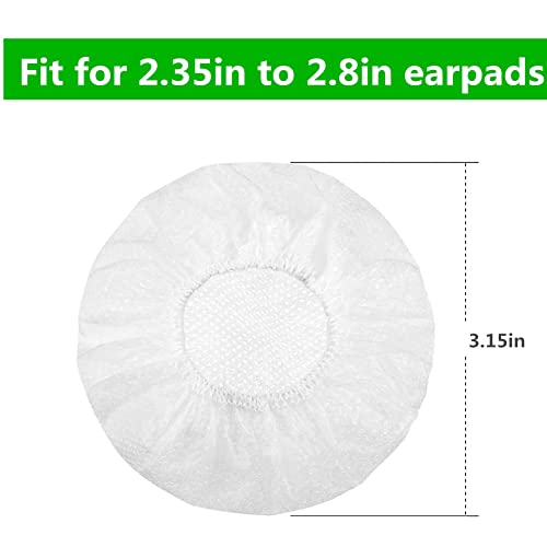 100pcs White Disposable Headphone Covers, Non-Woven Earpad Cover for Most On Ear Headphones 3.15" (8cm)