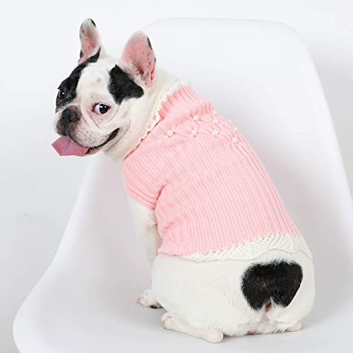 Neiwech Small Dogs Knitted Sweaters Medium Cats Soft Sweatshirts Pet Puppy Warm Winter Clothes Light Pink S 82w409