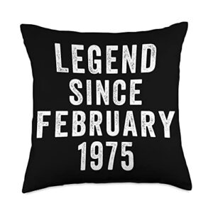 funny birthday gifts for men women dad mom vintage legend february 1975-funny birthday throw pillow, 18x18, multicolor