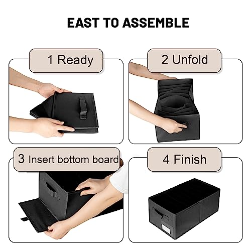 Augfox Set of 3 Tshirt Organizer - 9 Grid Large Size Drawer Organizer Clothes, Versatile Clothes Organizer for Jeans, Pants, Tshirts and More (Black, 17.7" L x 9.8" W x 7.1" H)