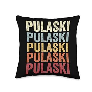 pulaski virginia pulaski va retro vintage text throw pillow, 16x16, multicolor