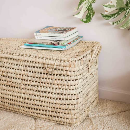 Handmade Wicker Storage Trunk large basket - Palm Leaf Storage Chest Storage Basket (80 cm)