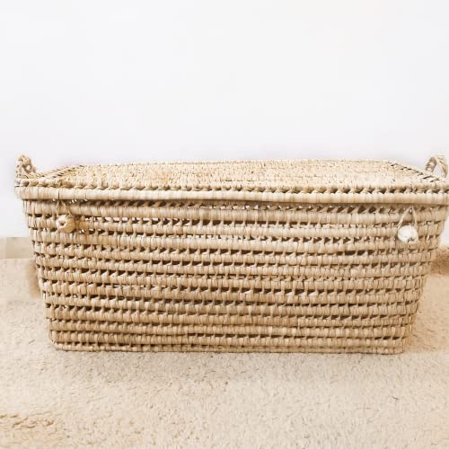 Handmade Wicker Storage Trunk large basket - Palm Leaf Storage Chest Storage Basket (80 cm)