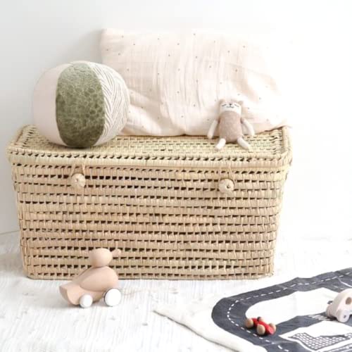 Handmade Wicker Storage Trunk large basket - Palm Leaf Storage Chest Storage Basket (80 cm)