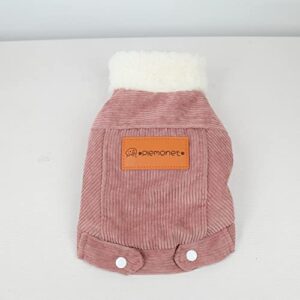 Plemonet Pet Dog Clothes Dog Jacket Fleece Lining Extra Warm Coat Cat Jacket Dog Denim Jacket Dog Coat Puff Winter (Pink, Large)