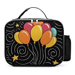 happy birthday balloon printed lunch box insulated leakproof cooler tote bag reusable for travel work picnic