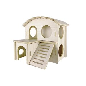 sirvarni hamster hideout cage accessories - hamster house and habitat wooden hide hut with climbing ladder and platform for dwarf gerbils and mouse mice rat other small animals etc.