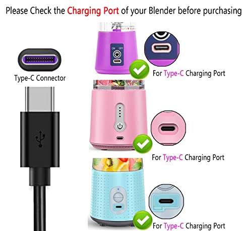 Portable Blender Charger Cord, USB Charging Cable Cord Compatible with PopBabies/Supkitdin/Aoozi/OBERLY Portable Blender Smoothie Blenders Personal Size Blender