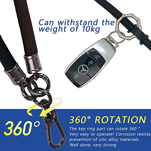 Cell Phone Lanyard, Universal Adjustable Detachable Nylon Crossbody Lanyard,Necklace Lanyard & Wrist Strap with Phone Patch for All Smartphones - Black-140cm