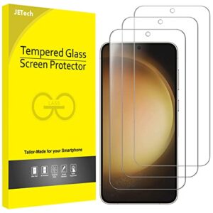 jetech screen protector for samsung galaxy s23 5g 6.1-inch, tempered glass film, fingerprint id compatible, hd clear, 3-pack