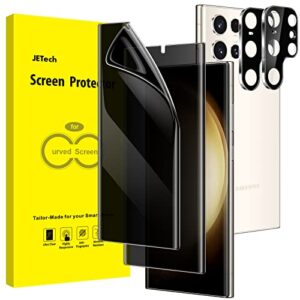 jetech privacy screen protector for samsung galaxy s23 ultra 5g 6.8-inch with camera lens protector, anti-spy flexible tpu film, fingerprint unlock compatible, 2-pack each