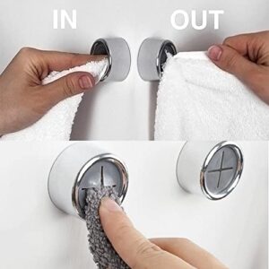 5 Pcs Tea Towel Holder Self-Adhesive Tea Towel Holder Round Self-Adhesive Hooks Kitchen Hooks Push in Suction Hand Towel Holder for Bathroom for Bathroom Kitchen and Home No Drilling Required