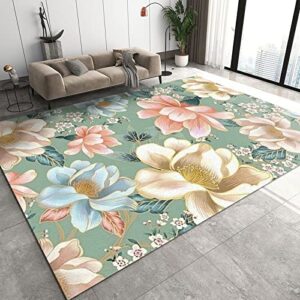 Cttelun Pink White Flowers Area Rug, Fashion Abstract Classic Indoor Rug, Living Room Rug Decorative Warm Non-Slip Machine Washable for Bedroom Children's Room Study Office Corridor - 35" W x 24" L