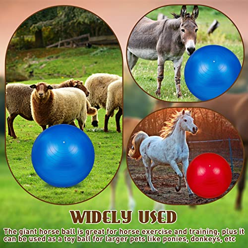 2 Pcs 40 Inch Horse Ball for Play Large Horse Ball Big Herding Ball for Horse Anti Burst Horse Soccer Ball Giant Horse Play Ball Toys for Horses to Play with, Pump Included (Blue and Red, 40 Inch)