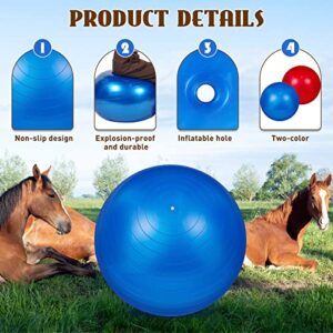 2 Pcs 40 Inch Horse Ball for Play Large Horse Ball Big Herding Ball for Horse Anti Burst Horse Soccer Ball Giant Horse Play Ball Toys for Horses to Play with, Pump Included (Blue and Red, 40 Inch)