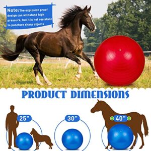 2 Pcs 40 Inch Horse Ball for Play Large Horse Ball Big Herding Ball for Horse Anti Burst Horse Soccer Ball Giant Horse Play Ball Toys for Horses to Play with, Pump Included (Blue and Red, 40 Inch)