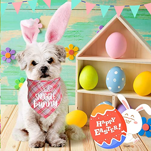 JOTFA Easter Dog Bandanas, Plaid Dog Puppy Easter Bandana Scarf for Small Medium Large Dogs Pets (Pink & Light Blue)