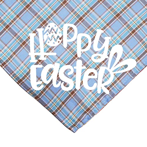 JOTFA Easter Dog Bandanas, Plaid Dog Puppy Easter Bandana Scarf for Small Medium Large Dogs Pets (Pink & Light Blue)