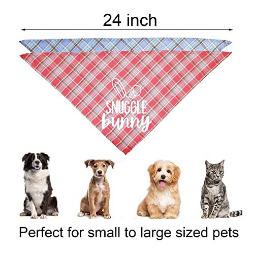 JOTFA Easter Dog Bandanas, Plaid Dog Puppy Easter Bandana Scarf for Small Medium Large Dogs Pets (Pink & Light Blue)