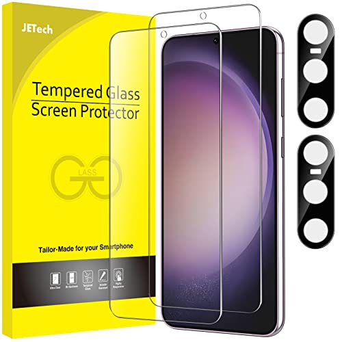 JETech Screen Protector for Samsung Galaxy S23+ / S23 Plus 5G 6.6-Inch with Camera Lens Protector, Tempered Glass Film, Fingerprint ID Compatible, HD Clear, 2-Pack Each