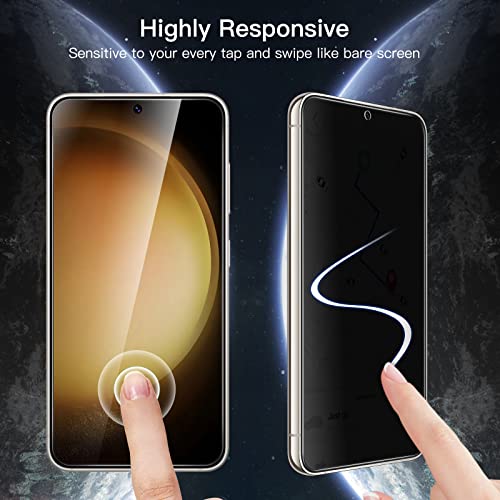 JETech Privacy Screen Protector for Samsung Galaxy S23 5G 6.1-Inch with Camera Lens Protector, Anti-Spy Tempered Glass Film, Fingerprint ID Compatible, 2-Pack Each