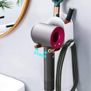 MACIMO Wall Mounted Hair Dryer Holder Foldable Bathroom Wall Organizer Storage Holder Home Hair Brush Storage Bracket Foldable, Self Adhesive (Color : Gray)