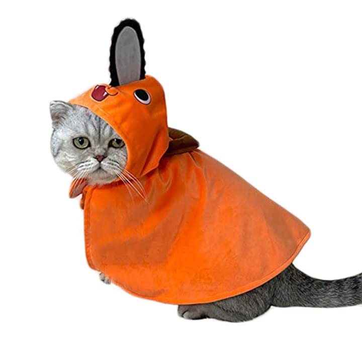 Pet Clothes Cat Cloak Anime Costume Pochita Shape Pet Costume Cloak Pullover Jackets for Small Medium Cat Dog