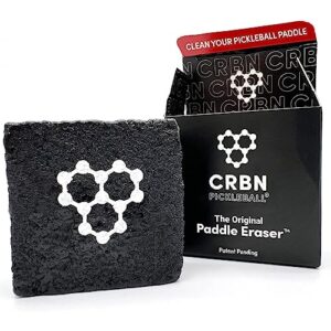 crbn pickleball paddle eraser, best carbon fiber pickle ball racket cleaner, fast & easy rubber bar to remove ball residue, dirt, & minor scrapes/scratches - patent pending