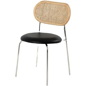 keffor dining chair, nordic rattan leisure chair, metal dining chair, coffee chair, leisure chair, domestic solid wood chair design, wrought iron dining chair, bearing 150kg(color:black)