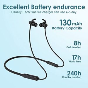 LITOSSA Neckband Bluetooth Headphones, Bluetooth 5.0 Earbuds Sports Earphones, HiFi Stereo Deep Bass Magnetic ON/Off Headsets, with Soft Silicone Coating & Built-in Mic, 16 Hours Playtime for Gym