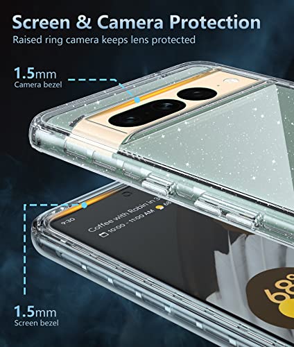 PUJUE for Google Pixel 7-Pro Clear Case: Pixel 7 Pro Dual Shockproof Protective Cell Case | Anti-Yellowing Silicone TPU | Full Protection Slim Bling | Clear Bumper Rubber Cell Phone Cover