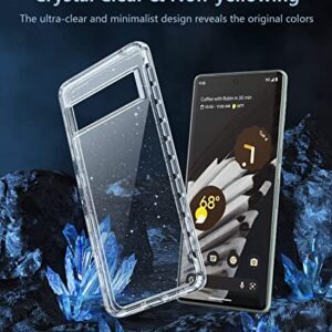 PUJUE for Google Pixel 7-Pro Clear Case: Pixel 7 Pro Dual Shockproof Protective Cell Case | Anti-Yellowing Silicone TPU | Full Protection Slim Bling | Clear Bumper Rubber Cell Phone Cover