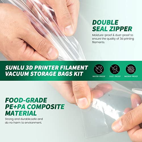3D Printer Filament Vacuum Storage Kits, SUNLU 8 PCS Filament Storage Bags for 3D Printer Filament, Remove Moisture from Damp Filaments, Spool Storage Sealing Bags Kits, 32 * 34CM(12.59 * 13.38inch)