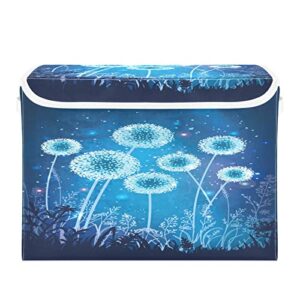 kigai magic blue dandelion storage basket with lid collapsible storage bin fabric box closet organizer for home bedroom office 1 pack