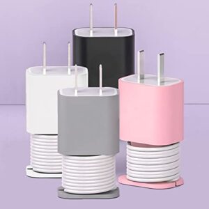 4pcs silicone charger protector, charger winder compatible with apple 20w/18w chargers for travel and cable storage