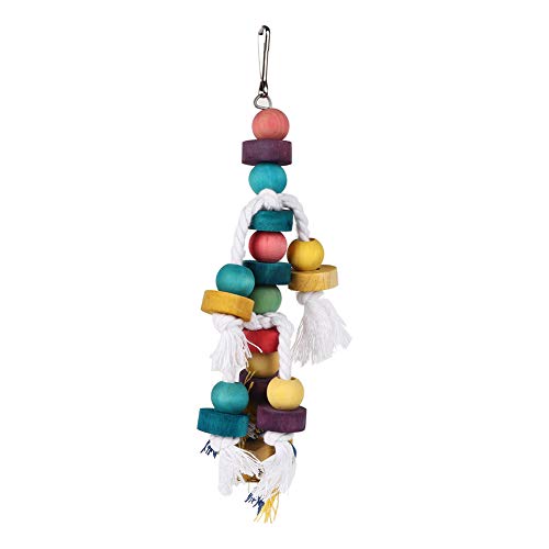 GFRGFH Colorful Parrot Toys Natural Wooden Birds Hanging Chew Toy with Bell Cage Play Toy Supplies Easy to Use