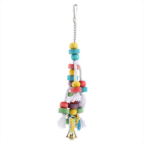 GFRGFH Colorful Parrot Toys Natural Wooden Birds Hanging Chew Toy with Bell Cage Play Toy Supplies Easy to Use