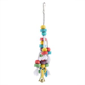 GFRGFH Colorful Parrot Toys Natural Wooden Birds Hanging Chew Toy with Bell Cage Play Toy Supplies Easy to Use