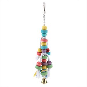 GFRGFH Colorful Parrot Toys Natural Wooden Birds Hanging Chew Toy with Bell Cage Play Toy Supplies Easy to Use