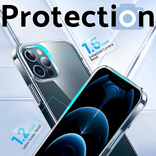 DASFOND Crystal Clear Designed for iPhone 12/12 Pro Case, [Non-Yellowing] 15Ft Military Grade Shockproof Protective Cover Soft Silicone Slim Phone Case for iPhone 12 6.1", Clear