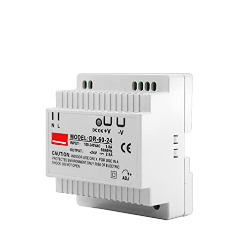 GUMMMY Industrial DIN Rail Switching Power Supply DR-30W 45W 60W Single Output 5V 12V 24V AC DC Converter Power Switch Input 110/240VAC (Color : 110V 220VAC, Size : 60W)