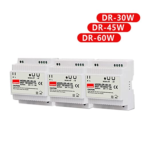 GUMMMY Industrial DIN Rail Switching Power Supply DR-30W 45W 60W Single Output 5V 12V 24V AC DC Converter Power Switch Input 110/240VAC (Color : 110V 220VAC, Size : 60W)