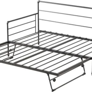 kuurfuurdo Twin Daybed with Trundle, Metal Daybed with Pop Up Trundle, Height Adjustable Day Bed with Trundle Bed Twin for Kids Teens Adults Guests, Steel Slat Support, No Box Spring Needed