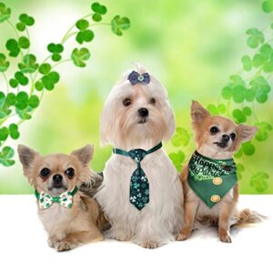 85 Pcs St. Patrick's Day Adjustable Dog Ties Set Include Dog Bow Tie Dog Neckties Flower Dog Neck Tie Dog Bowknot Dog Bandana Dog Scarf Pet Grooming Accessories for Puppy Cat