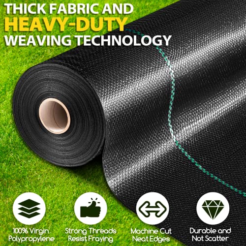 Winisok Weed Barrier Landscape Fabric Heavy Duty, 4FT x 100FT Thicken Garden Fabric Weed Mats, Durable Weeds Control Mulch Breathable Weed Cloth Weed Blocker Garden Bed Cover (4ft x 50ft x 2Packs)