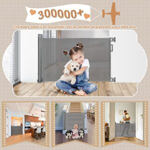 Looxii Baby Gate Retractable Dog Gates for The House Kids Pets, 33" Tall, Extends up to 55" Wide Mesh Retractable Baby Gate for Stairs, Doorways, Hallways, Indoor and Outdoor